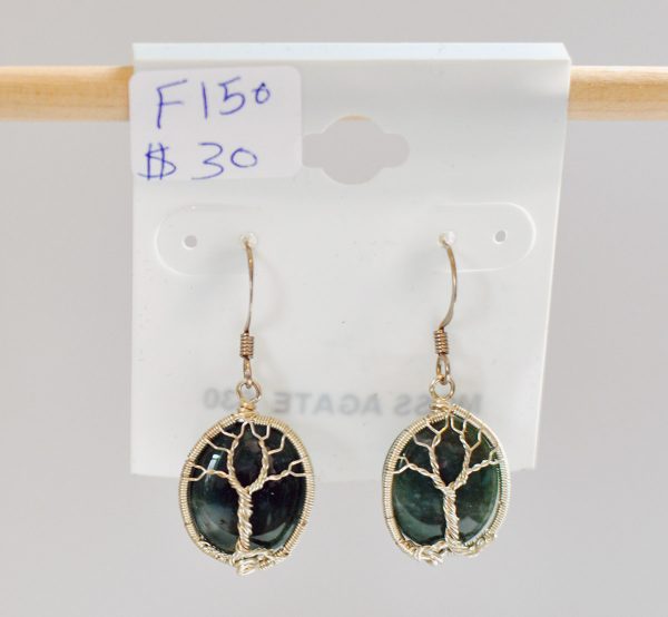 Moss Agate – Tree Earrings