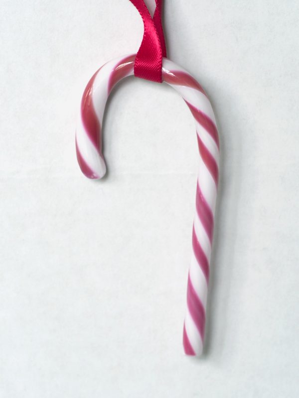 Red Glass Candy Cane Ornament