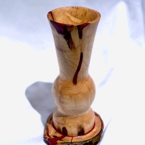 Silver Birch Vase with red resin highlights