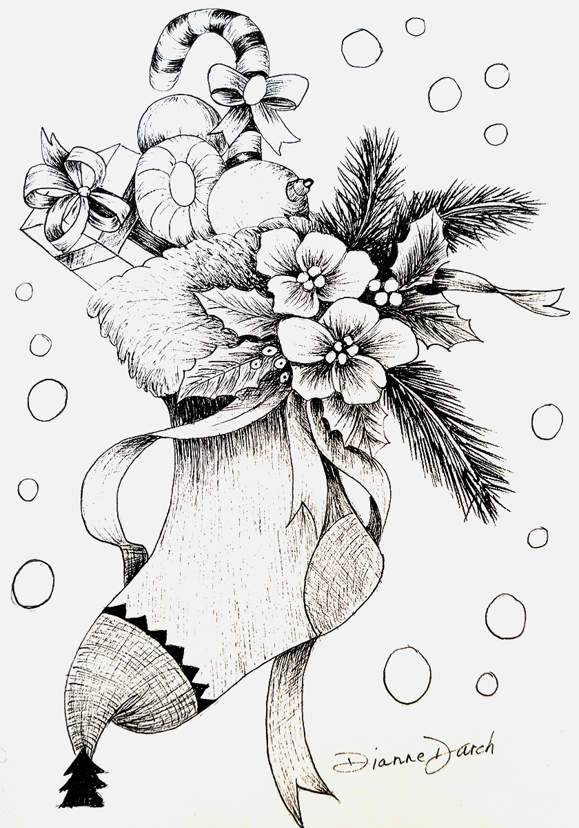 NOVEMBER 30 & DECEMBER 7 | Pen and Ink – Holiday Card Workshop with Dianne Darch – on Zoom