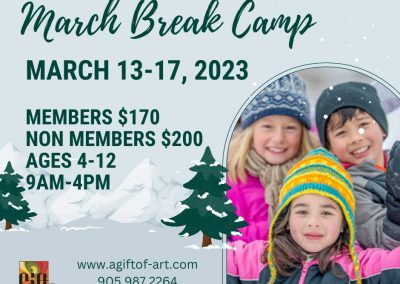 MARCH 13 – 17 | March Break Kid’s Camp at A Gift of Art